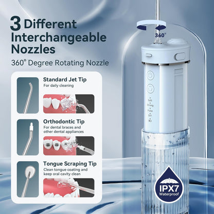 Portable Mini Water Dental Flosser for Teeth Cleaning Travel Oral Irrigator with Telescopic Water Tank,4 Modes IPX7 Waterproof Design - Perfect for Braces, Bridges, and Home & Travel Dental Care