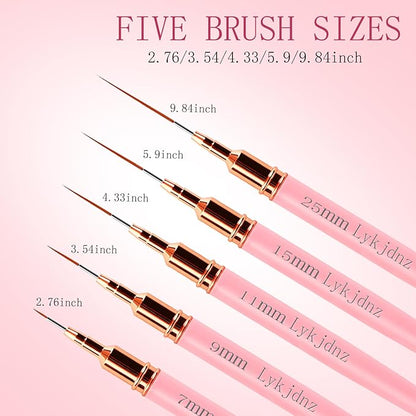 5Pcs Nail Art Liner Brushes,Liner