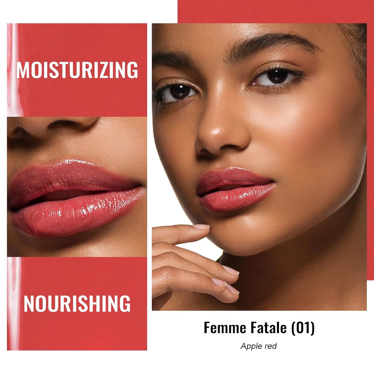 Oulac Moisturizing Shine Lipstick For Women Christmas Set 2PCS, 2 in 1 Tinted Lip Balm for Winter, Hydrated Juicy and Glossy Lip Color for Dry, Cracked and Chapped Lips, Vegan [01+16]