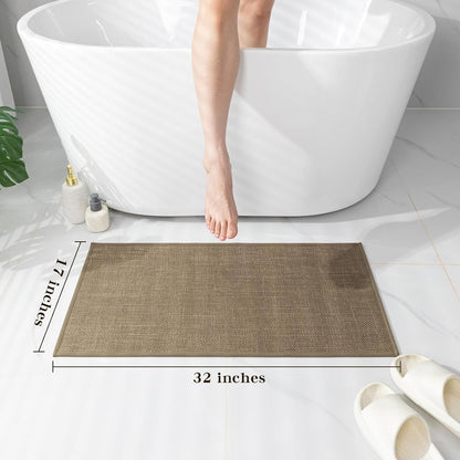 chakme Bathroom Rugs Mat 32x17, Ultra Thin Non Slip Bath Mat Quick Dry Absorbent Bath Mat for Bathroom Floor, (Dark Beige, 32"x17")
