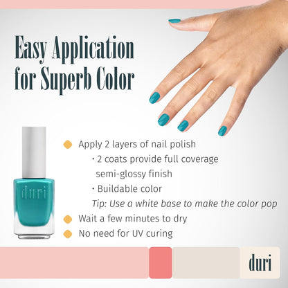 duri 789 Blue Daydream - Neon Blue Nail Polish, Semi Matte, Quick Drying, Lasting, 0.45 Fl Oz