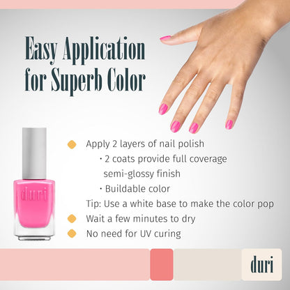 duri 792 Flamingo Frose - Bubble Gum Pink Nail Polish, Semi Matte, Full Coverage, 0.45 Fl Oz