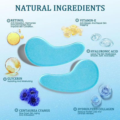 Under Eye Patches Masks - for Dark Circles, Wrinkles, Puffy Eyes, Fine Lines, Eye Bags Treatment with Hyaluronic Acid and Collagen, Hydrating and Moisturizing (30 Pcs)