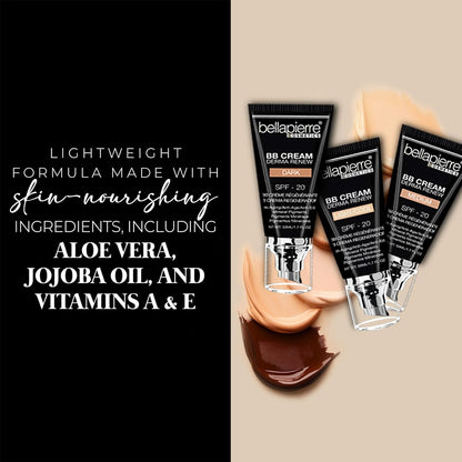 Bellapierre BB Cream SPF 20 – Mineral Sunscreen & Liquid Foundation, Lightweight Face Moisturizer with Buildable Coverage, Matte Finish, Non-Toxic, Paraben-Free, Cruelty-Free – 1.7 oz - Dark