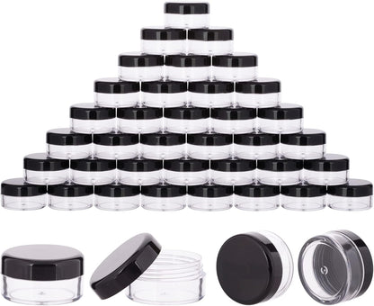 40Pcs 10 Gram Plastic Cosmetic Containers with Lids for Lotion, Creams, Toners, Lip Balms, Makeup Samples Jars BPA free (10g-40pcs, black)