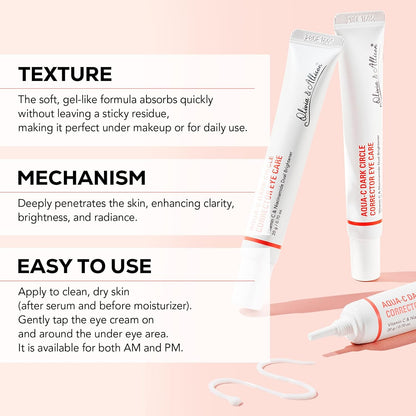 Olivia & Allison Dark Circle Corrector Eye Serum - Vitamin C, Squalane & Niacinamide for Brightening & Revitalizing (0.70 oz)
