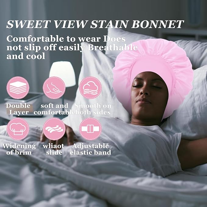 4pcs satin hair bonnet for