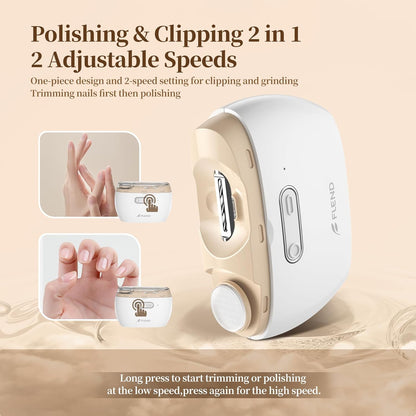 Electric Nail Clipper,2-in-1 Automatic Nail Clipper,ElectricNail Grinder,40DB Seniors Nail Trimmer,LED Light ElectricNail Trimmer for Baby,Kids,Adults,Seniors,Manicure Set,Nail Kit Portable White