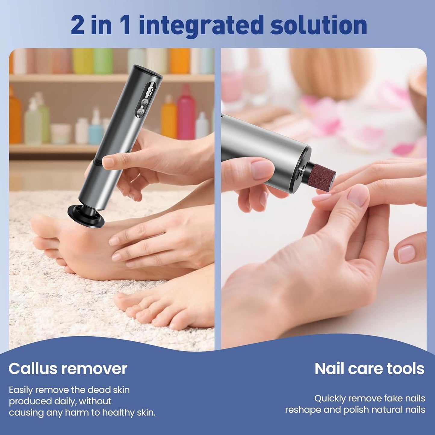Electric Foot Callus Remover,2 in1 Rechargeable Callus Remover for Feet,9-Speed Cordless Electric Foot File Nail Grinder,Foot Scrubber Pedicure Tools for Dead Skin Dry Cracked Feet (Black Fold)