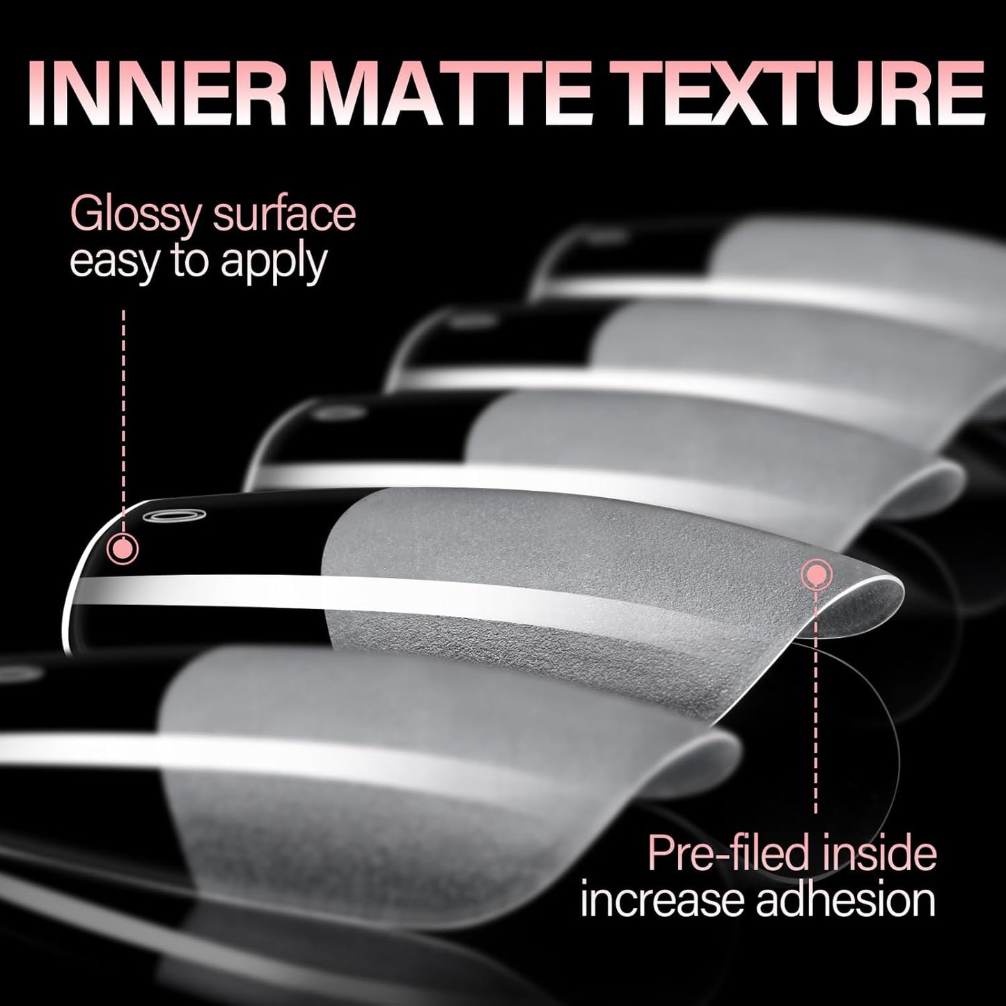 AILLSA Medium Coffin Nail Tips 240Pcs Soft Fake Nail Gel Tips Pre-Shaped Acrylic Nail Tips, Half Matte Full Cover Clear Tips False Press on for Extension Manicure Home DIY 15 Sizes Gelly Tips