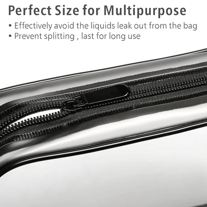 PACKISM Clear Toiletry Bag - 3 Pack TSA Approved Toiletry Bag Quart Size Bag, Travel Makeup Cosmetic Bag for Women, Carry on Airport Airline Compliant Bag, Black