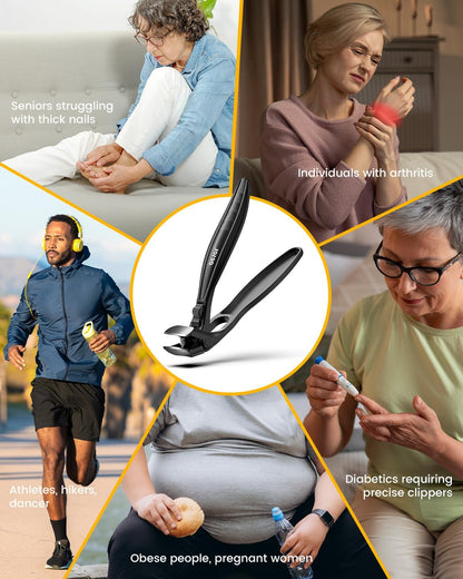 BEZOX Toe Nail Clippers for Thick Nails for Seniors with Safety Lock – Ergonomic Design Curved Cutting Jaw Toenail Clippers for Thick Nails for Comfortable, Safe, and Precise Trimming - Black