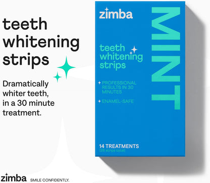 Zimba Watermelon Flavored Teeth Whitening Strips | Vegan, Enamel Safe Hydrogen Peroxide Teeth Whitener for Coffee, Wine, Tobacco, and Other Stains | 14 Day Treatment | Watermelon