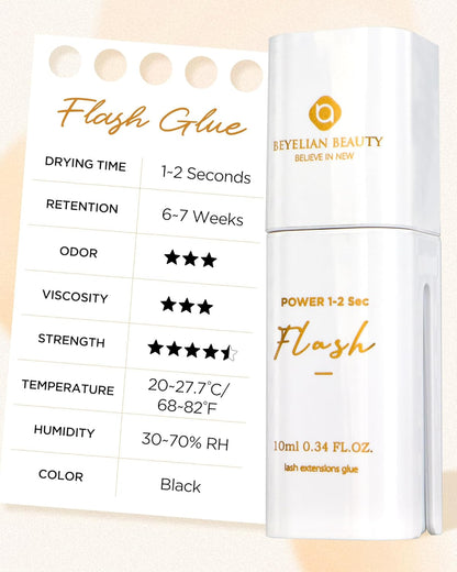 Eyelash Extension Glue, Sensitive Lash Glue for Eyelash Extensions 10 ml, Smart Drop Technology Adhesive for Classic and Volume Lashes, 0.03 ml per Drop, 1 S Dry Time, 6-7 Weeks Retention by BEYELIAN
