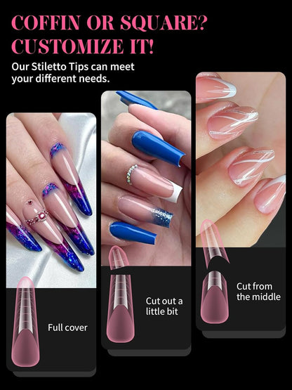 EBANKU Dual Nail Forms for Poly Extension Gel, 120 PCS Pink Nail Molds Reusable Nail Extension Forms for Builder Gel Manicure Design Salon DIY 12 Sizes