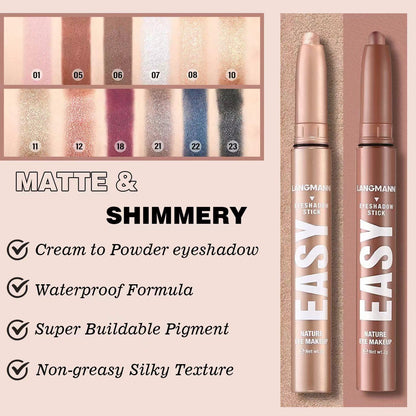 Red Eyeshadow Stick Shimmer Cream Single Eyeshadow Pencil Makeup, High Pigmented Crease-proof Eye Shadow Brightener Stick, Hypoallergenic Waterproof Long Lasting Eye Highlighter stick(B-12#)
