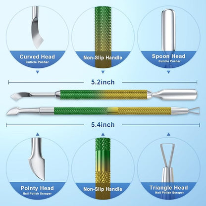 2PCS Metal Yellow-Green Gradient Cuticle