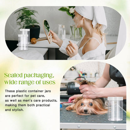 Patelai 4 Pieces Round Wide-mouth Leak Proof Plastic Container Jars with Lids for Travel Storage Makeup Beauty Products Face Creams Oils Salves Ointments DIY Making(27 Ounce,Clear)