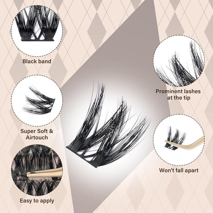 JMS&JMS 156Pcs Lash Clusters Lash Extension CC Curl Wispy Eyelash Clusters Natural Volume Eyelash Extensions Individual Lashes DIY for Beginner (8-18MIX)