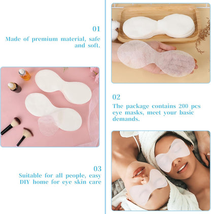 200 Sheets Disposable Eye Mask Paper, Natural Silk Eye Care Patches Paper, Facial Eye Covers Spa Cotton Paper, DIY Clear Eye Mask Paper Beauty Sheets for Cosmetic Facial Sheet Eye Paper