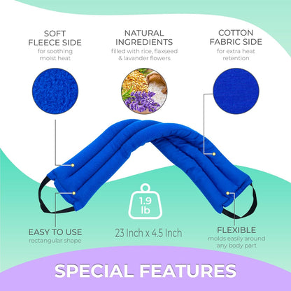 Microwavable Heating Pads for Lower Back, Neck, and Shoulder Pain Relief - Moist Microwave Heating Pad for Muscles and Joints - Microwave Hot Pack Heat Pad for Cramps -3 Heat Pack Blue-Lavender Scent