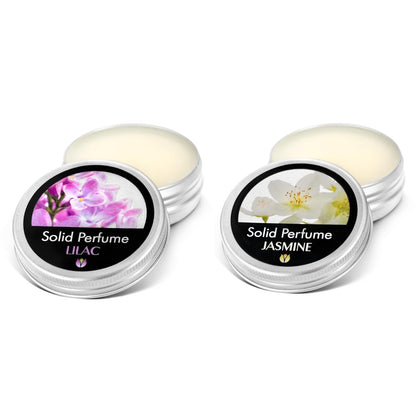 Flowerland Solid Perfumes Set Jasmine, Lilac - Portable Pocket Balm Perfumes Perfect for Travel Use - Natural Fragrance Parfums for Men and Women - Natural & Vegan