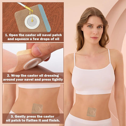 Castor Oil Patches for Belly Button Use – 60 PCS Disposable Non-Woven Adhesive Castor Oil Patch Pads, Oil Not Included