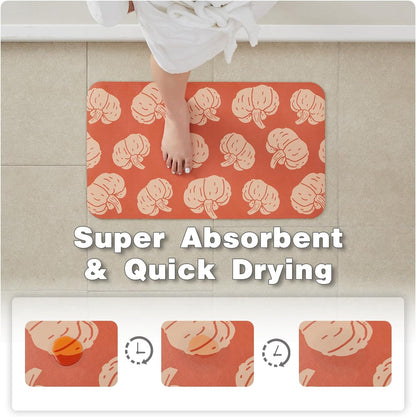 Halloween Bath Mat, Thin Halloween Bathroom Rug Non-Slip Quick Dry Pumpkin Bath Mat Fits Under Door Thin Floor Mat Fall Halloween Decor, 17’’x30‘’, Pumpkins Orange