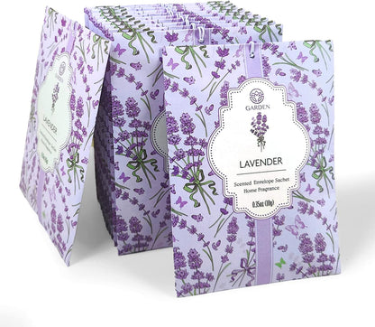 Lavender & Wood Scented Sachets - 12 Pack, Long-Lasting Home Fragrance Sachet Bags, Large Fresh-Scented Packets, Sachets for Drawers and Closets