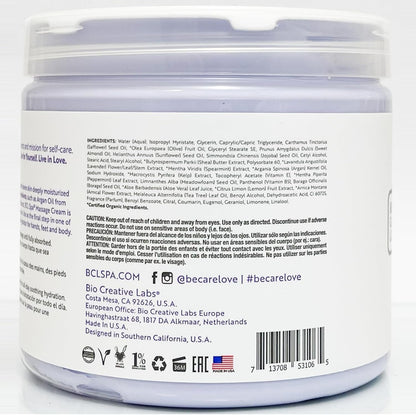 BCL SPA Massage Cream - Body Lotion & Body Cream with Organic Lavender + Mint, Shea Butter, Kelp, Arnica, Aloe Vera, Argan and Jojoba Oils - Calm, Moisturize and Soothe skin. Home/Pro Use 16 fl oz