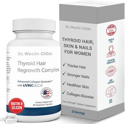 Dr. Westin Childs - Thyroid Hair Regrowth Complex - Skin & Nails Vitamins for Women, Silicon & Biotin for Hair Loss, Beauty & Collagen in Hypothyroidism, Hashimoto's & Hyperthyroidism - 60 Ct