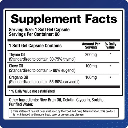 BioMatrix Oil Blend of Thyme, Oregano, Clove, Digestive Supplement for Men and Women, GI Repair Softgels | Microb-Defend (90 Capsules)