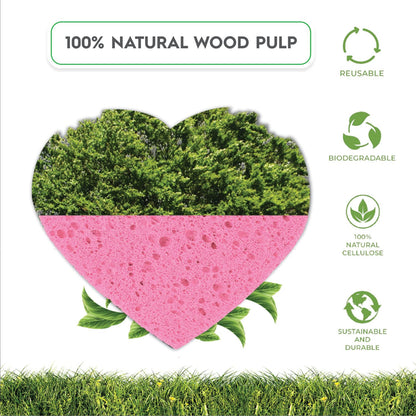 60-Count Compressed Facial Sponges | Makeup Remover Sponge | 100% Natural Cosmetic Spa Sponges for Facial Cleansing | Exfoliating Mask | Face Scrubber (Heart)