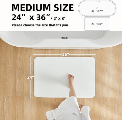 White Bath Mat, Bathroom Rugs Non Slip Washable Thin Absorbent Quick Dry Bath Mat Fits Under Door Bathroom Floor Mat Perfect for Bath, Shower, or Sink 24"x36" White