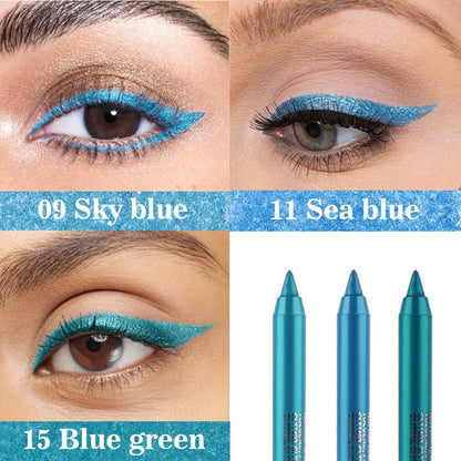 evpct 3Pcs Sky Sea Teal Blue green Gel Glitter Eyeliner Pencils Set for Women, Waterproof Smudge Proof lapiz de ojos delineador de ojos contra el agua Eye Liner Makeup 09 11 15
