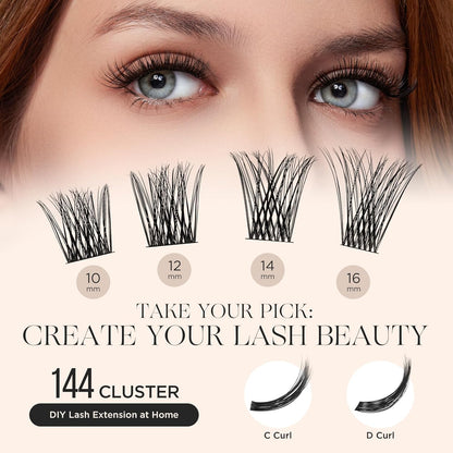 PopUp Lash Clusters, DIY Eyelash Extensions Mega Volume Individual Lashes Eyelash Clusters Extensions Wispy Lashes Cluster DIY at Home(703)