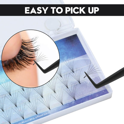 Ms.Queen Lash Tweezers for Eyelash Extensions, Diamond Grip 90 Degree Fiber Tip Volume Lash Extension Tweezers,Black