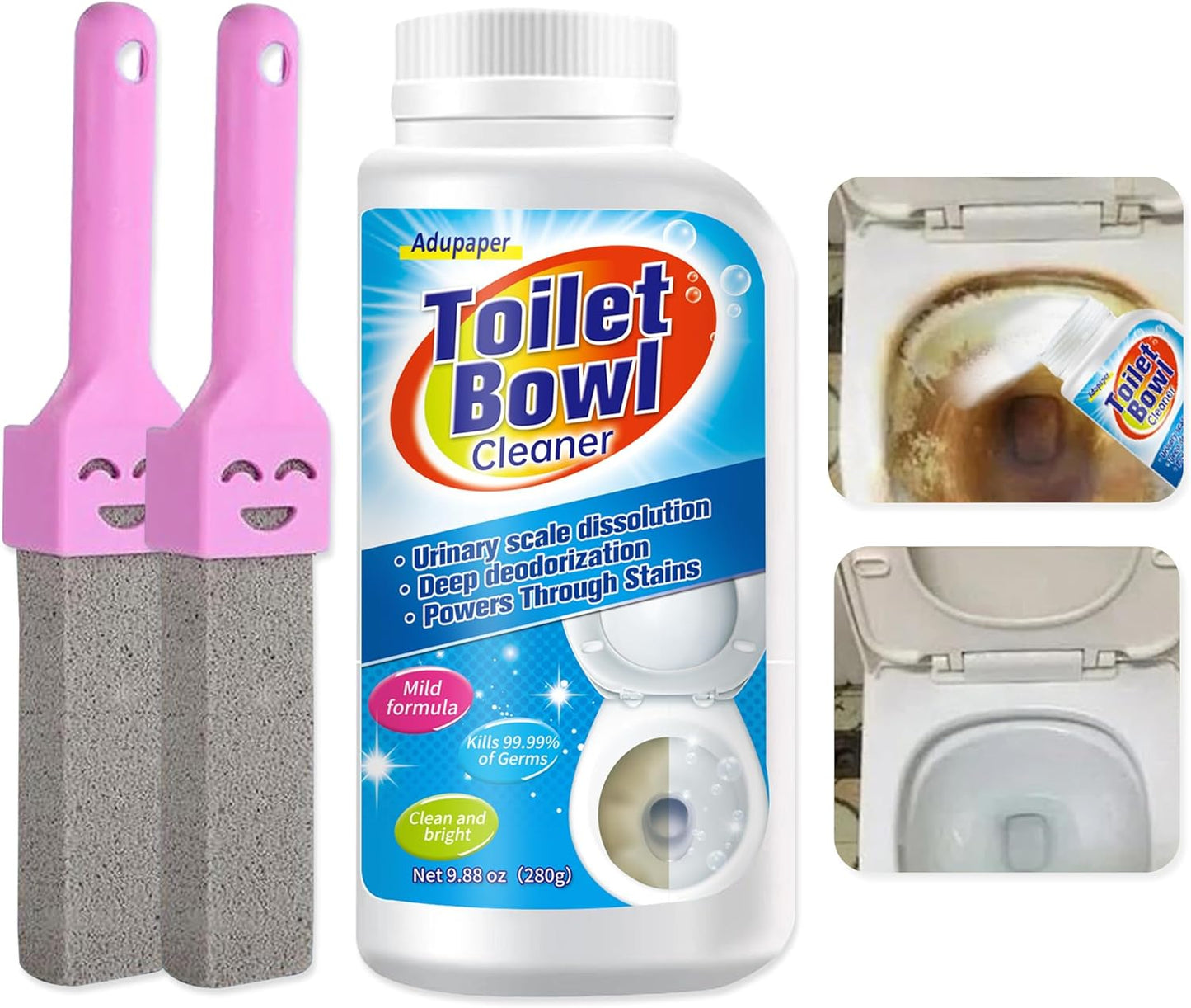 Pumice Stone for Toilet Bowl Cleaning, Powerfully Cleans Hard Water Rings, Calcium Buildup & Stains, Suitable for Cleaning Toilets, Bathtubs