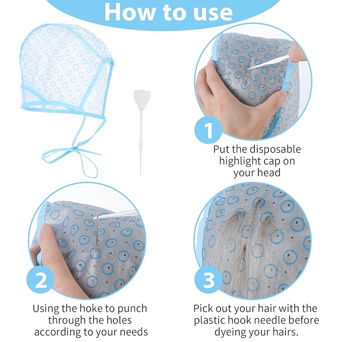 6Pcs Hair Highlight Cap Kit,