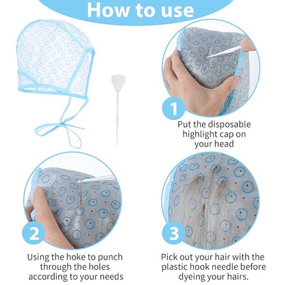 6Pcs Hair Highlight Cap Kit,