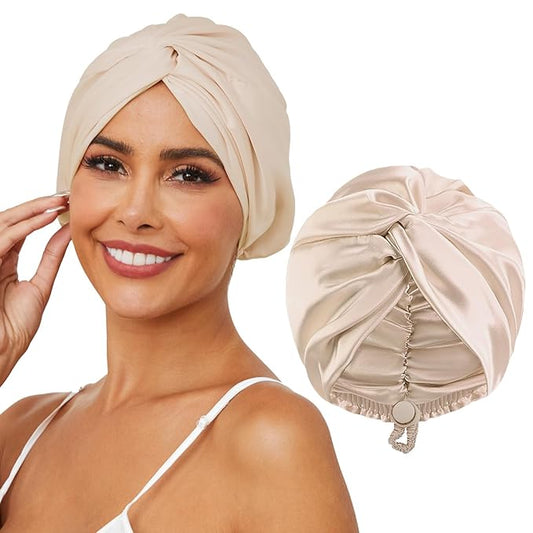 Adjustable silk satin hair bonnet
