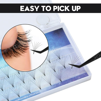 Ms.Queen Lash Extension Tweezers, Professional 45 Degree Fiber Grip Tweezers for Eyelash Extensions,Black