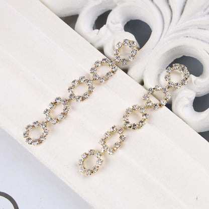 Vintage Crystal Square Drop Earrings Long Rhinestone Tassel Earrings Gold Hollow Square Dangle Earrings Sparkly Cz Bridal Stud Earrings Jewelry for Women