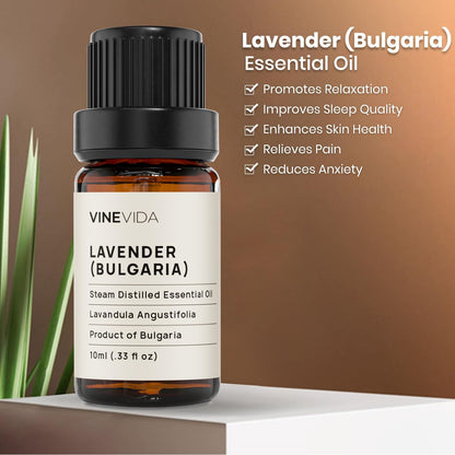 VINEVIDA Lavender Essential Oil - Undiluted, 10 mL - DIY Candle Scents, Safe for Skin