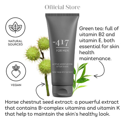 -417 Dead Sea Cosmetics Active Vegan After Shave For Men - Soothes, Moisturizes While Protecting Skin From Cuts and Nicks 3.38 oz.