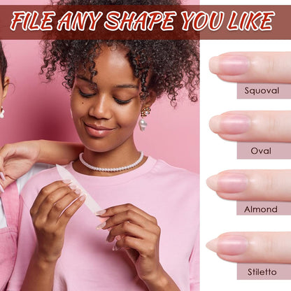 CANVALITE Glass Nail Files for Natural Nails - Double Sided 180/320 Grit Crystal Glass File with Case, Gentle Emery Boards for Damaged Nails, Stocking Stuffers for Women (Rose Gold)