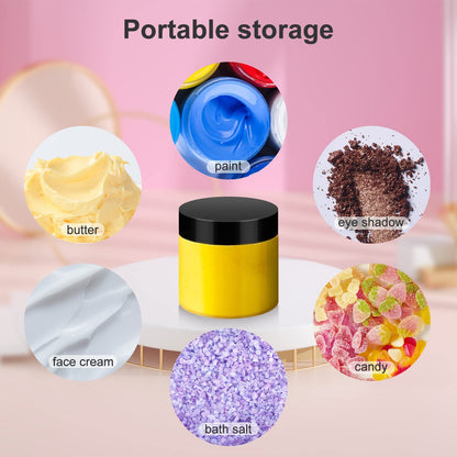 36 Pack 2 OZ Plastic Jars with Lids, BPA Free, Reusable, Refillable Transparent Cosmetic Containers for Bath Salts, Cosmetics, Powders, Beauty Product and Small Accessories