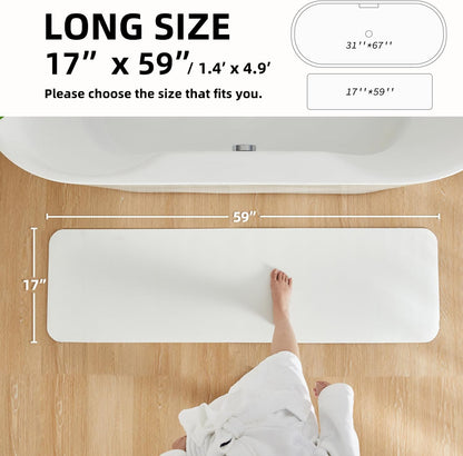 White Bath Mat, Bathroom Rugs Non Slip Washable Thin Absorbent Quick Dry Bath Mat Fits Under Door Bathroom Floor Mat Perfect for Bath, Shower, or Sink 17"x59" White