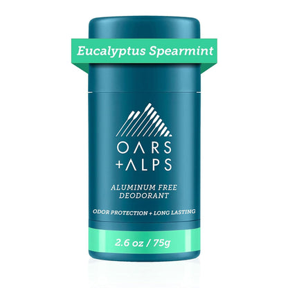 Oars + Alps Aluminum Free Deodorant for Men and Women, Dermatologist Tested and Made with Clean Ingredients, Vegan, Eucalyptus Spearmint, 1 Pack, 2.6 Oz