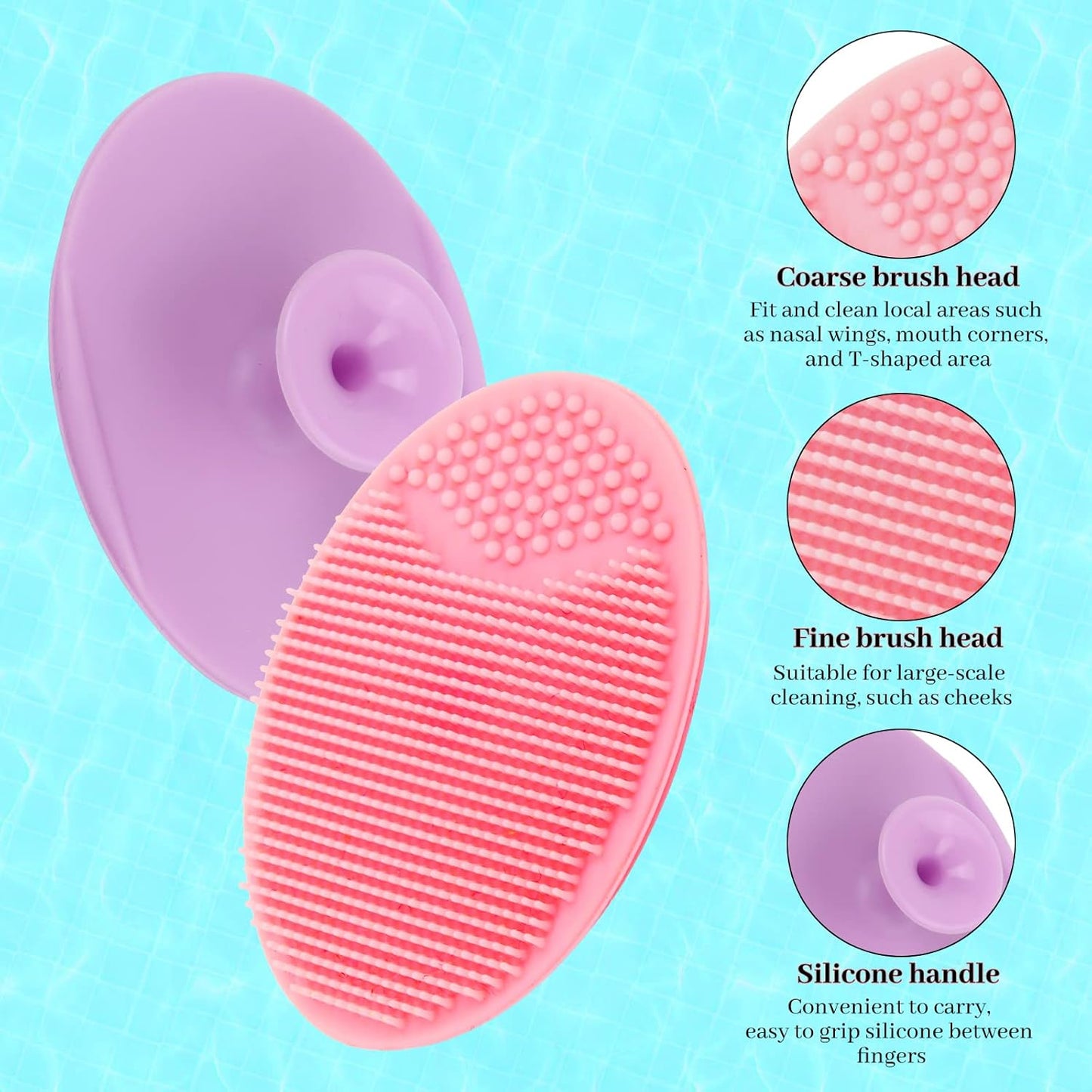 Yokilly Silicone Face Scrubber Exfoliator Brush, Manual Handheld Facial Cleansing Brush, Face Scrub Wash Brush with Soft Bristle, Face Cleansing Brush for Men and Women (4 Color)